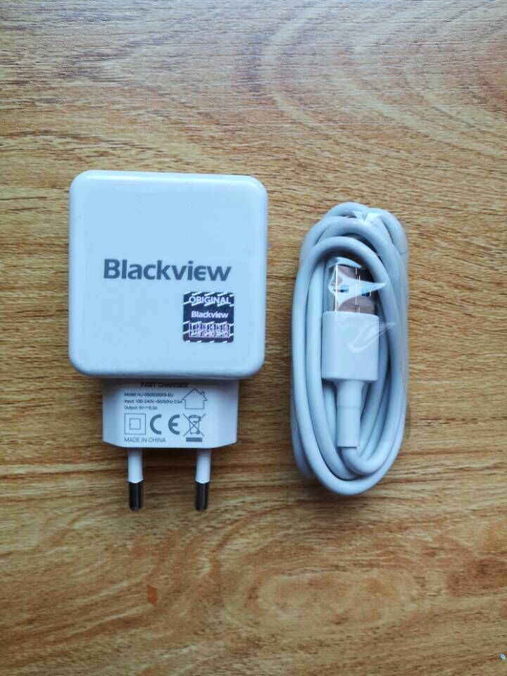 Original Blackview BV9100 5V 5A Travel Power Charger EU Plug Adapter +Type-C USB Cable Data Line: Adapter and cable