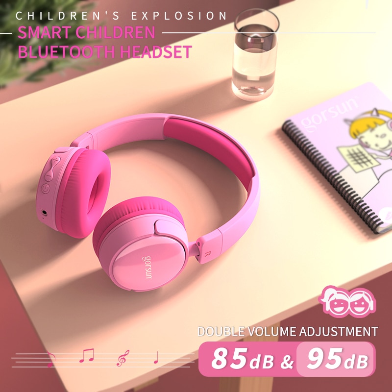 Gorsun Draadloze Kids Hoofdtelefoon Met 85dB Volume Regulator, opvouwbaar Bluetooth Stereo Over-Ear Kids Headsets Voor Jongens En Meisjes