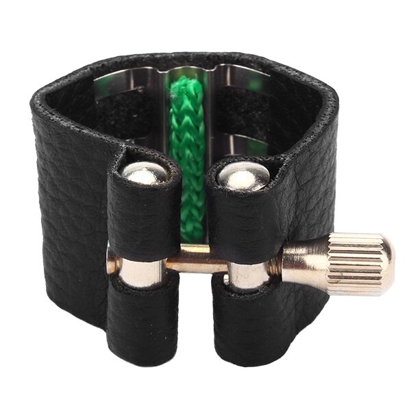 Fixador de bocal de saxofone de couro preto: Soprano