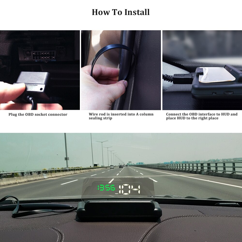 C500 Hud Auto Head Up Display OBD2 Met Spiegel Projectie Digitale Auto Snelheid Projector Security Overspeed Rpm Voltage Alarm Systeem