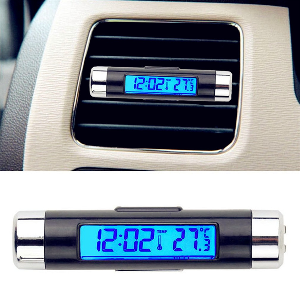 Reloj Digital LCD de temperatura para coche, Ventilación de tiempo para Toyota Tacoma Tercel Tiara Van Venza Yaris Hiace Prius V Hilux Land Cruis