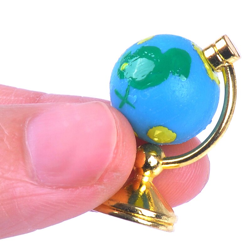 1:12 Poppenhuis Rolling Globe Met Hout Stand Miniatuur Dollhouse Studie Woonkamer Slaapkamer Leeszaal Meubels