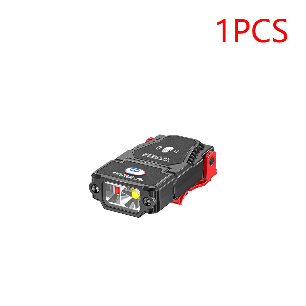 Linterna frontal de inducción LED portátil, recargable linterna de cabeza, Clip de sombrero, luz de Camping, Mini luz de trabajo al aire libre, lámpara de pesca: Plata