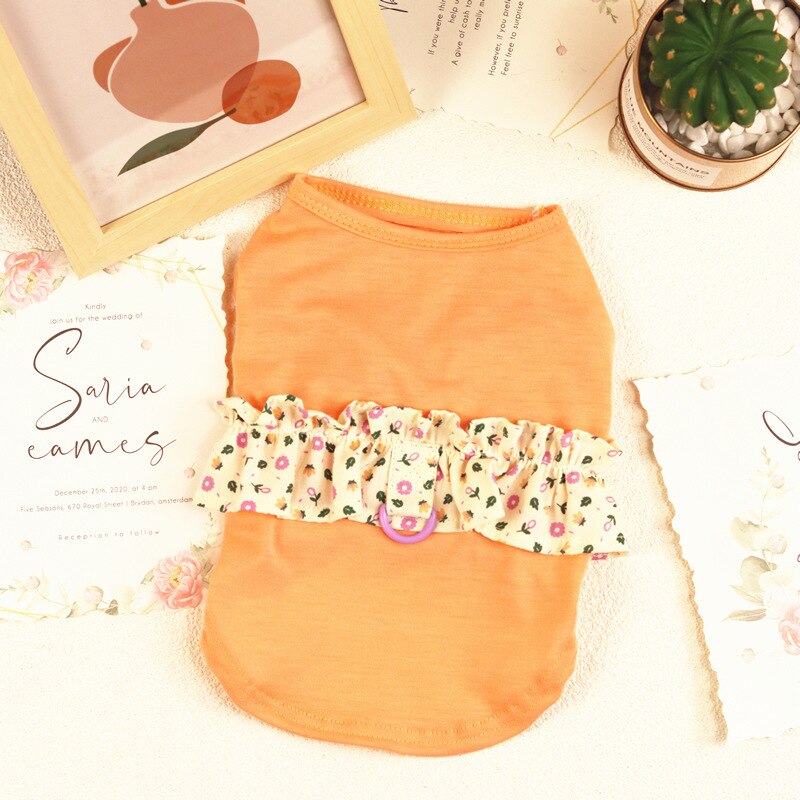 Hond Zomer Kleding Harnas Vest Kat Puppy Kleding Yorkie Yorkshire Terrier Pommeren Shih Tzu Maltezer Bichon Poedel Kostuums: Orange / M