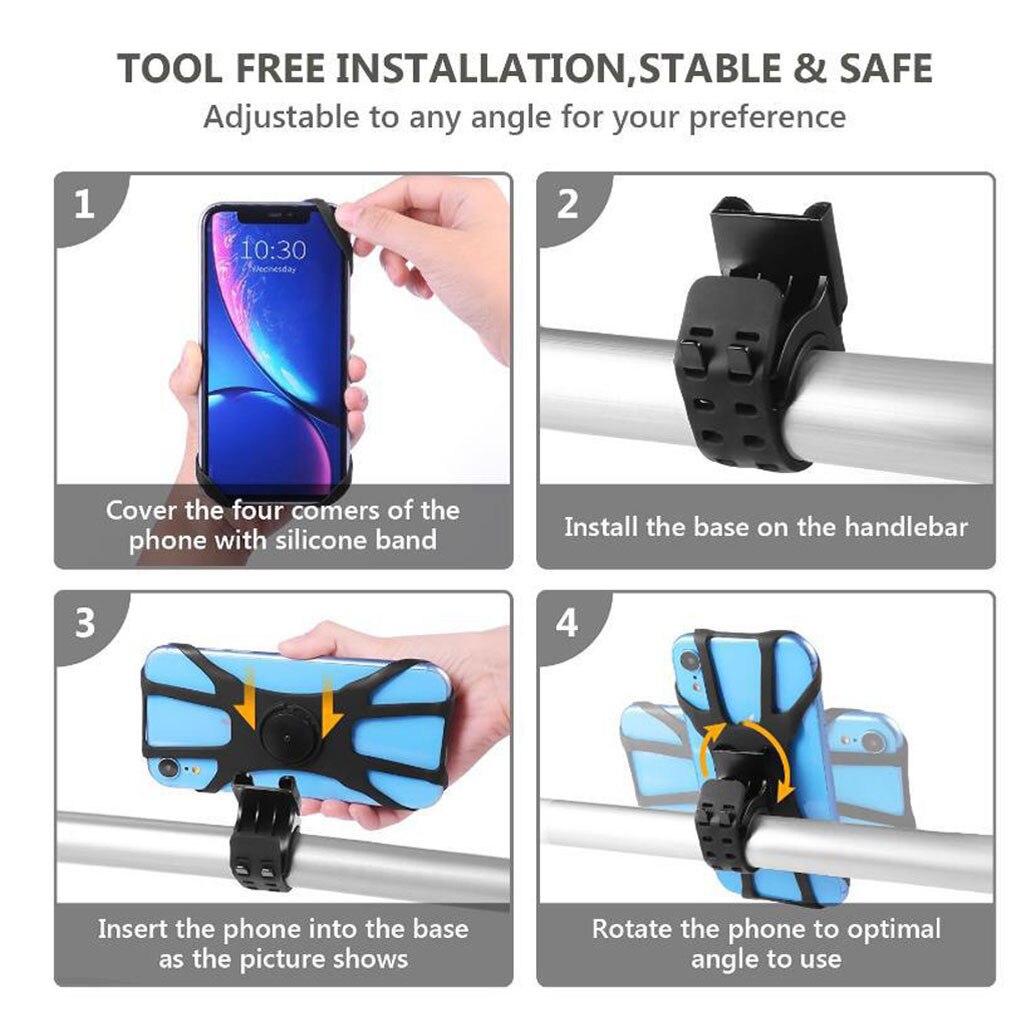 25#  silikone cykel telefon holder motorcykel til iphone 12 11 pro max 7 8 plus x xr xs mobiltelefon stativ gps klip hurtig montering
