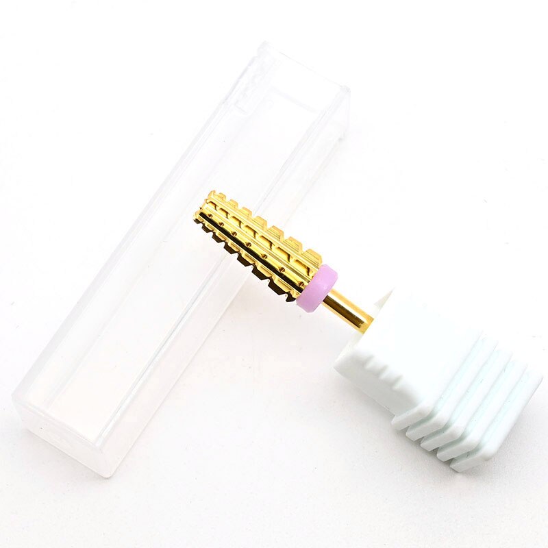 Xf-xc-brocas para manicura de uñas, brocas de taladro eléctrico de 5 vías con barril de carburo dorado, broca para uñas: 3X Course