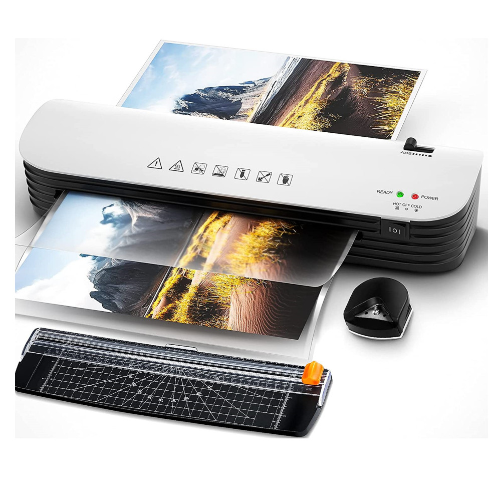 and Cold A4 Laminator Machine 4 in 1 Thermal Laminator Max Width Support 9''/A4 Quick Warm-Up Plastic Film Laminating