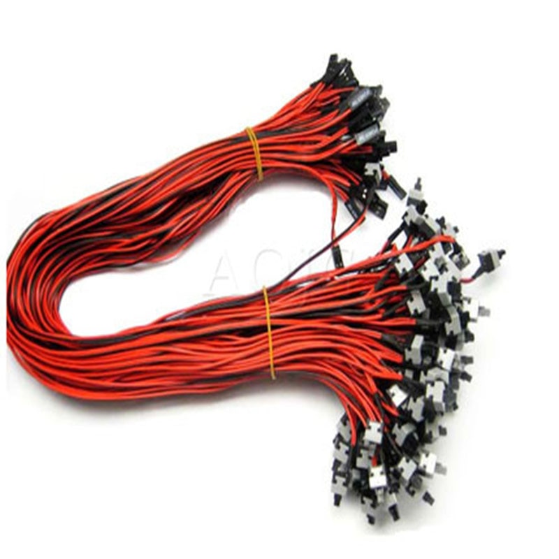 10 st/lot 2- -stifts sw pc-fodral intern strömkabel på/av tryckknapp atx stationär dator switch kabel 50cm längd