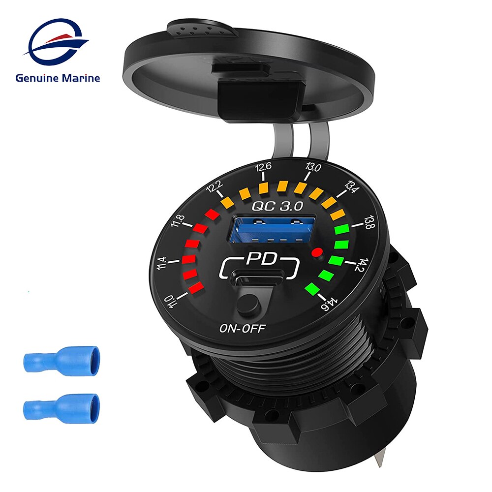 Prise de Chargeur USB Voiture: Qidoe 38W PD Type C et QC3.0 USB 12V Port Adaptateur avec