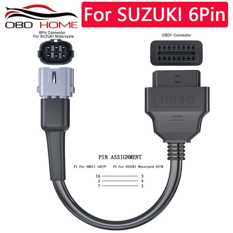 Câble de Diagnostic de moto pour Suzuki, prise OBD2 à 6 broches, adaptateur à 16 broches pour KTM et YAMAHA à 4 broches