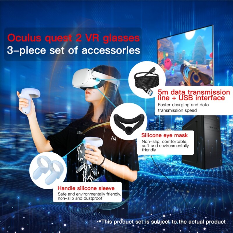 Voor Oculus Quest 2 Accessoires, Vr Bril Unisex Vr Handvat Bescherming Set Voor Oculus Quest 2 Siliconen Cover