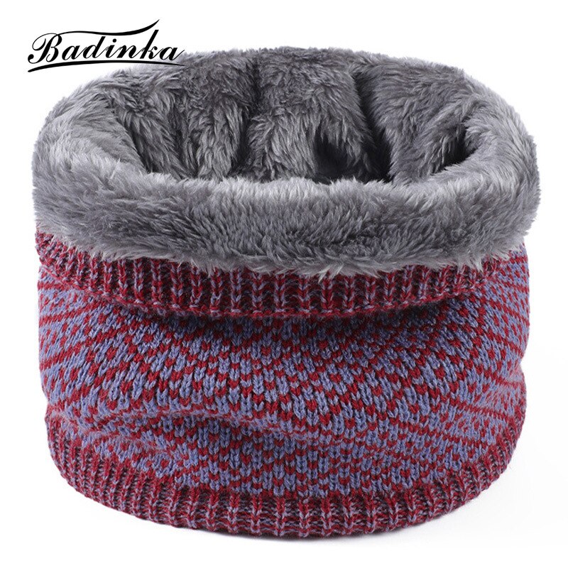 Winter Warm Plaid Thick Elastic Knitted Snood Scarf Ring Women Men Faux Fur Neck Tube Warmer Scarves Mufflers Collar