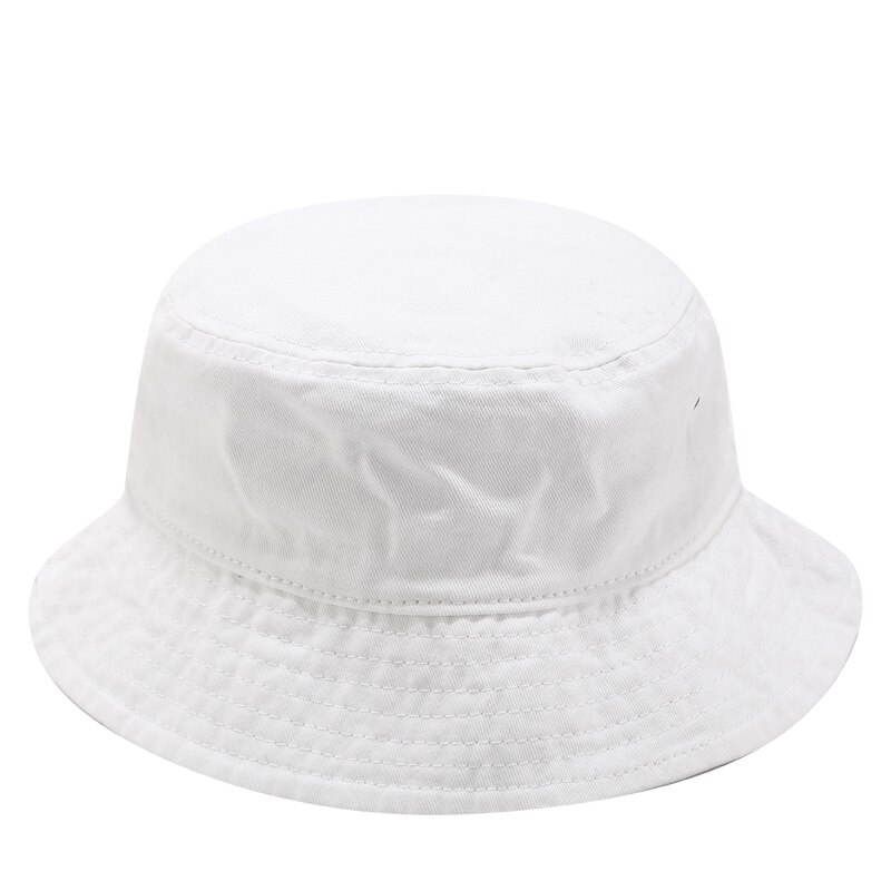 Soild Bucket Hat Unisex Fisherman Hat Old Material Hiking Hat Women Ourdoor Cap Foldable Chapeau Men: White