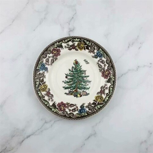 6.5 inch ceramic plate Christmas tree series sashimi plate sushi dessert cake snack breakfast bread dish home kitchen tableware: Default Title