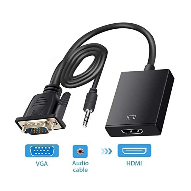 VGA do Adapter HDMI 1080P VGA wtyk męski do HDMI żeński konwerter z Adapter przewodu Audio dla PC Laptop Notebook Monitor HDTV