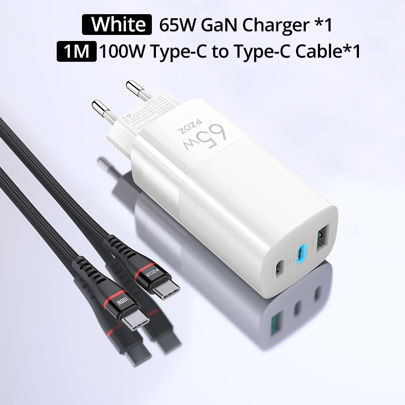 PZOZ 65W GaN Ladegerät Schnell Ladung 4,0 3,0 Typ C PD USB Ladegerät Schnelle Ladung USB-C Für Schalter MacBook Luft iPad Profi Samsung Hinweis: 65W Weiß 100W Kabel