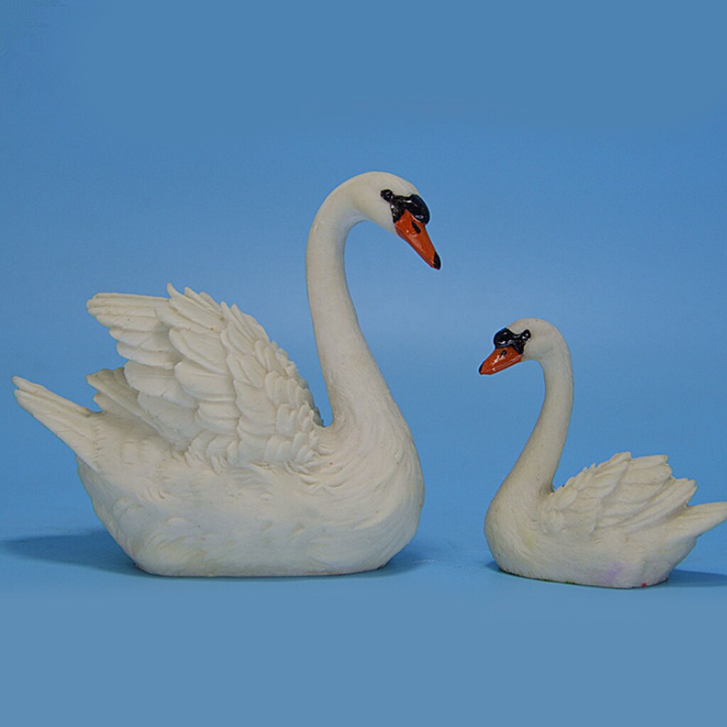 Pair Resin Swan Sculpture for Outdoor Home Garden Ornaments Collectible