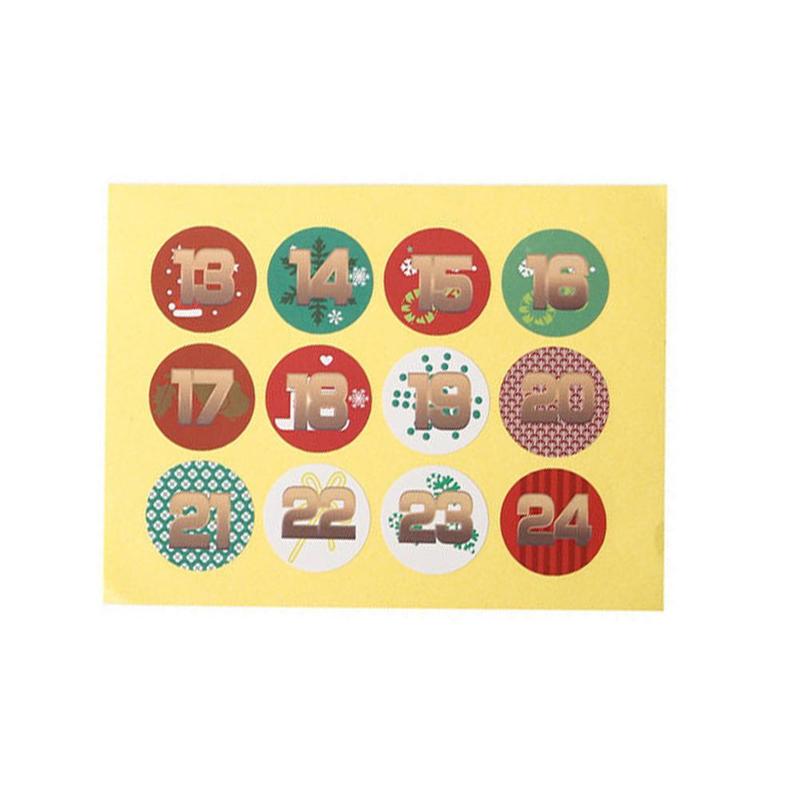 Merry Christmas Advent Calendar Number Paper Stickers Scrapbooking Round Diy Labels Sticker Christmas Xmas Decor M2L9