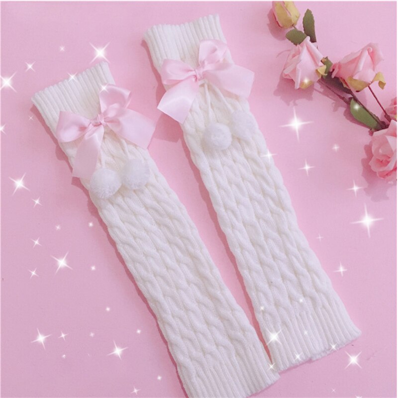 Lolita japonaise douce fille jambière boule tricoté couvre-pied femmes jambières chaussettes tas chaussettes filles couverture de réchauffement des pieds