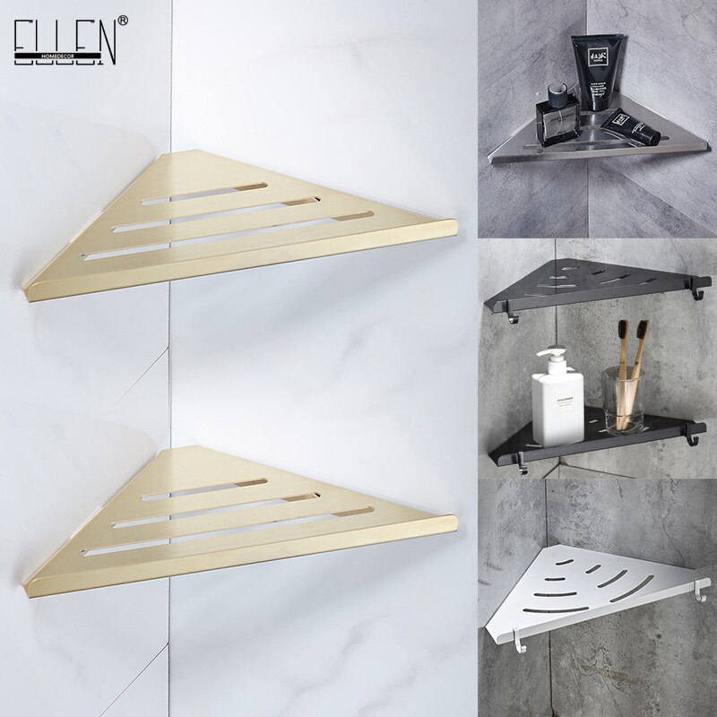 ELLEN Bathroom Corner Shelves Gold Brushed Nickel Stainless Steel Wall Shelf Shower Storage Bathroom Accessories Shelves EL42