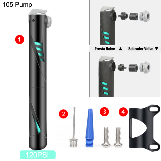 160PSI Hoge Druk Fietspomp Hand Mini Pomp Fiets Air Inflator Compressor Met Houder Voor Schrader/Presta Ventiel Fietspomp: one Black B 120PSI