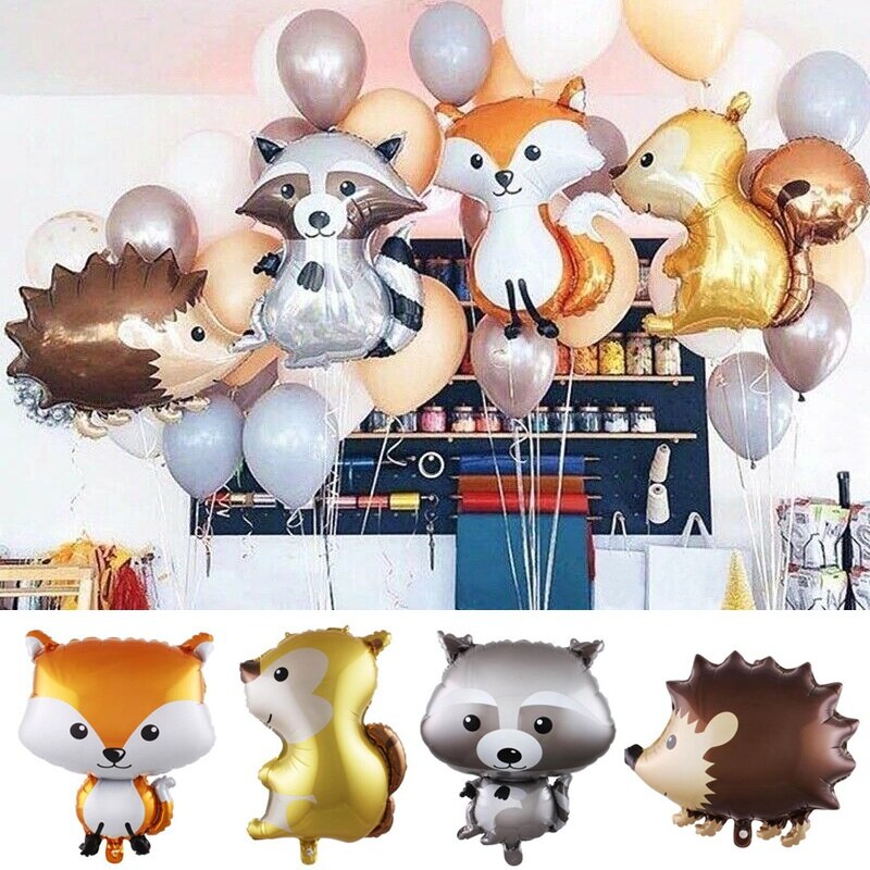 1Pcs Woodland Wasbeer Hedgehog Vos Helium Ballon Dier Ballonnen Party Decoratie Gelukkige Verjaardag Levert