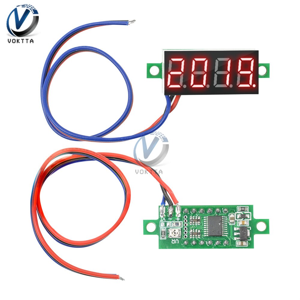Dc 0-100V 4 Bits Mini Digitale Voltmeter Digitale Display Led Panel 0.36 Inch Drie Draden Elektrische Spanning meter Tester Met Shell: Red