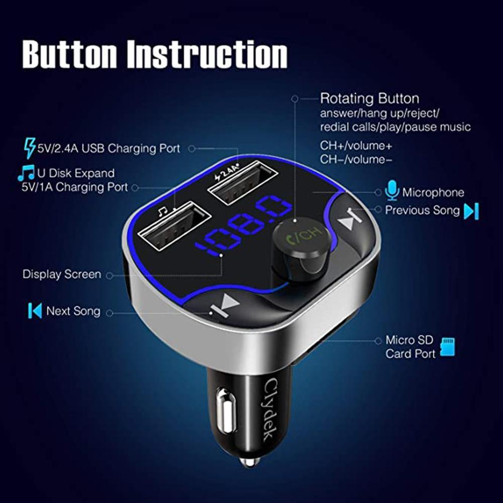 FM Transmitter Handsfree Bluetooth 5.0 Car Kit MP3 2.4A Car With Modulator Charger Dual Player FM USB Transmiter X4B4