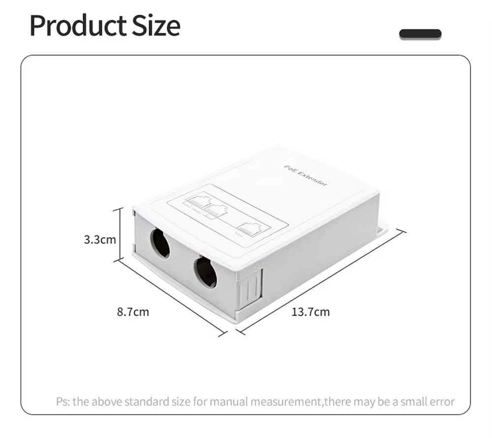 2-poorts POE-extender 100 Mbps met IEEE 802.3af-standaard voor NVR IP-camera AP IP VOICE POE Verleng 100 meter voor POE-bereik