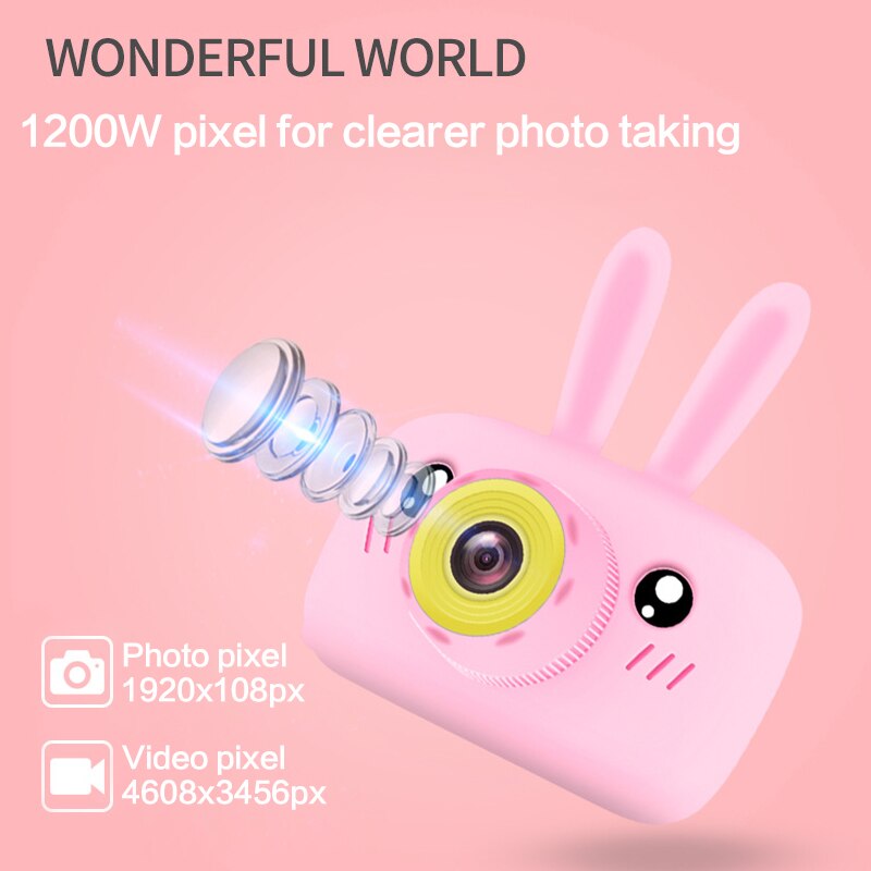 Kids Digital Camera - 1080P HD Video - Cartoon Toy Camera for Girls Boys - 2" Screen, 4-32GB Storage