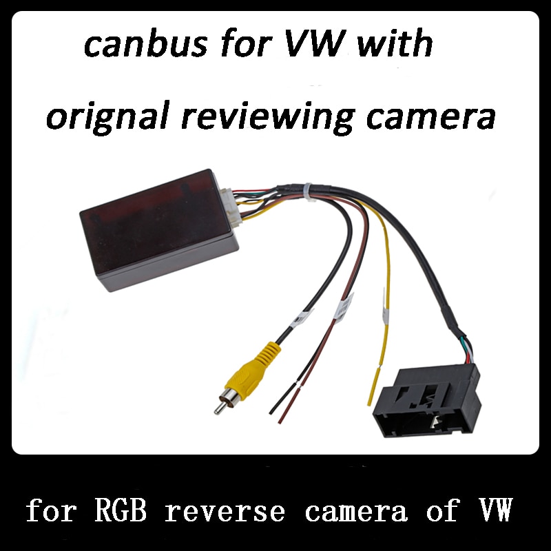 Universal can-bus dekoder til vw original bil bakkamera video, rgb til rca/av converter/decoder box adapter til vw oem
