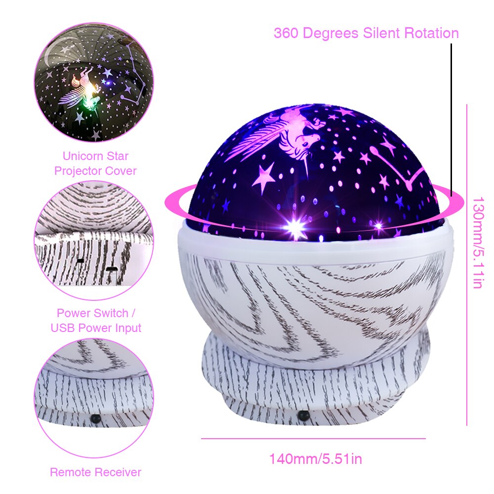 Festival Party Decor Eenhoorn Star Night Light Projector Kids Baby Slaapkamer Decoratie Draaibaar Music Night Lamp Kerstcadeaus