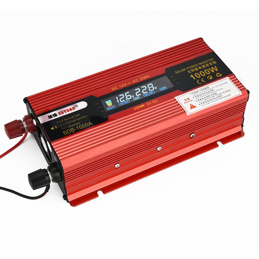 XUYUAN Car Inverter DC12V 50Hz Red Power Converter Inverter With Display Screen With USB Port Cooling Fan System