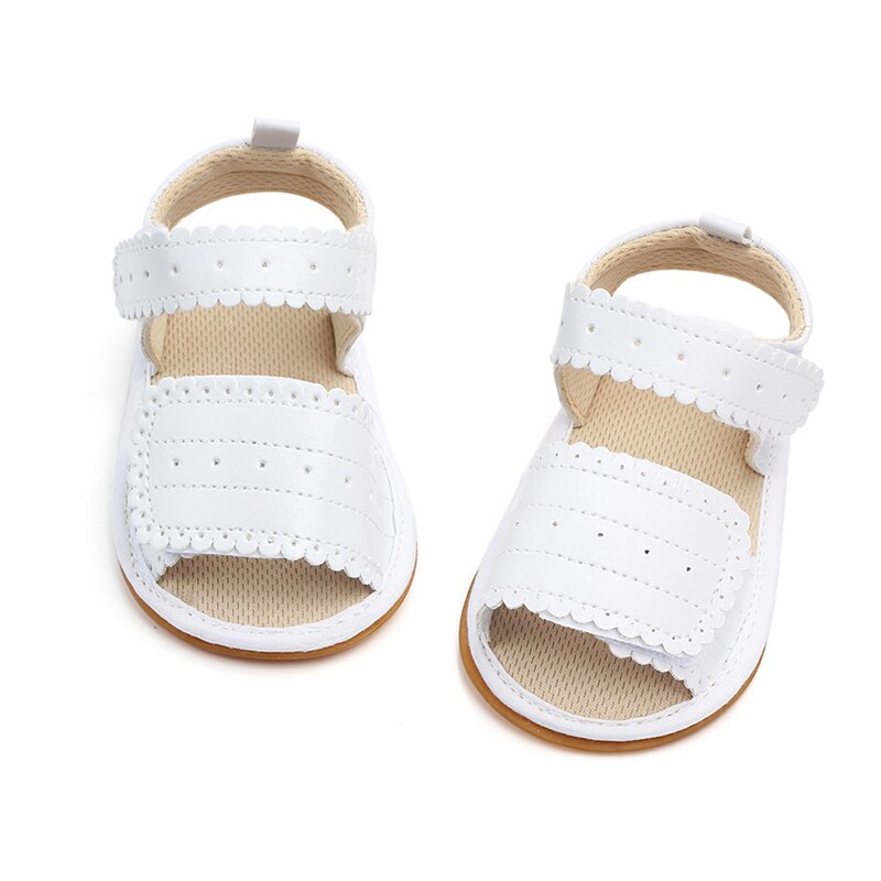 Summer Baby Girl Sandal Soft Sole Shoes PU White Pink Sandals Toddler Infant Prewalkers Baby Princess Sandals22: W (1) / 6-9 Months
