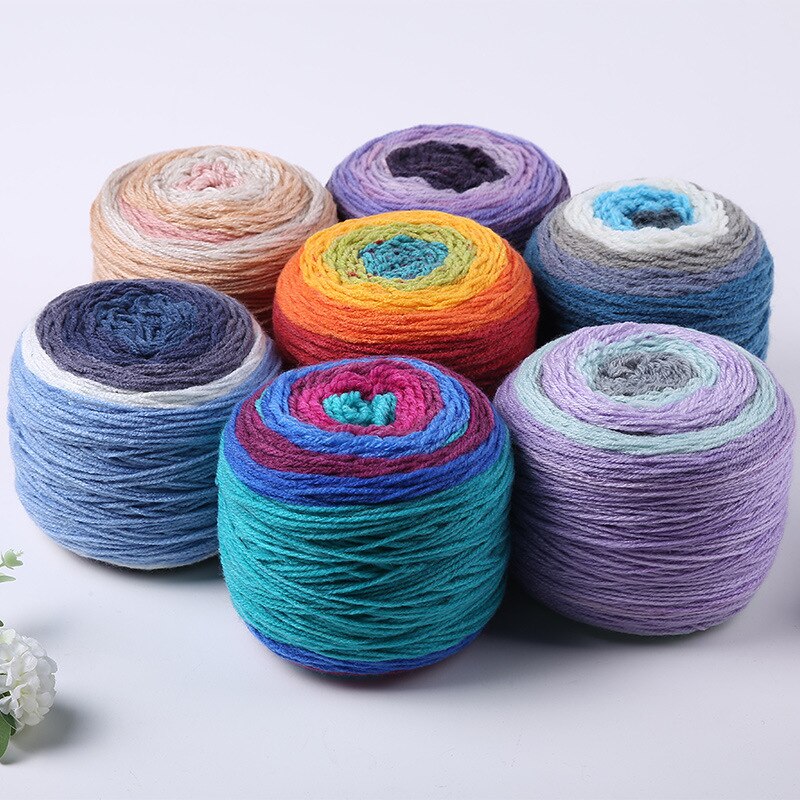 190G/Bal Veelkleurige Wol Taart Garen Gradiënt Lange Sectie-Dye Draad Trui Sjaal Breien Garen Regenboog Kleur naaien Supply
