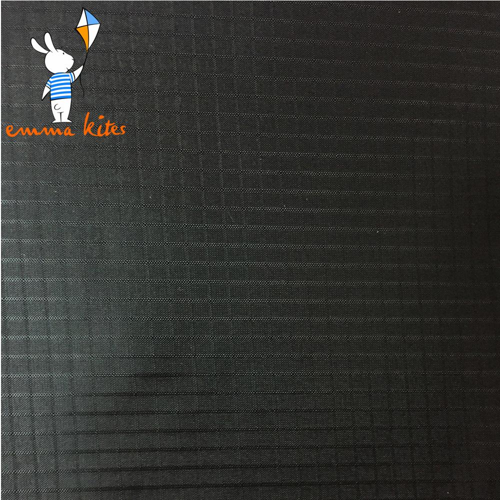 Black 40D Ripstop Nylon Fabric 46g/sqm PU Coating Lightweight Water Repellent Cloth for Bag Kite Flag Banner