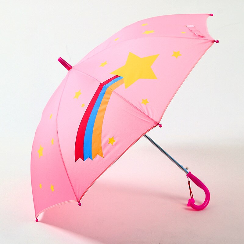 Paraply børn lang håndtag regn paraply til børn 3d dyr udskrive søde børn dreng pige solbeskyttelse børneværktøj lyserød  z524