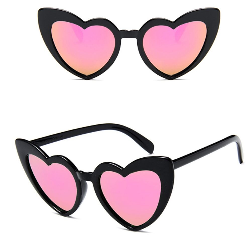 Hjerte solbriller kvinder mærke cat eye solbriller retro kærlighed hjerteformede briller solbriller  uv400 rejsetilbehør: Pink sølv