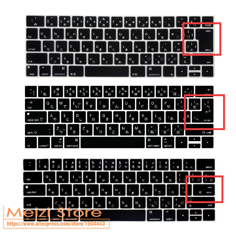 Japanese Japan Language Keyboard Cover for MacBook Pro with Touch Bar 13 15 inch A2159, A1989, A1990 A1707