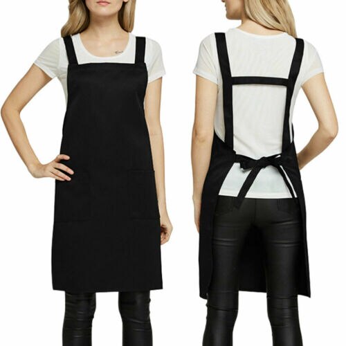 Unisex Apron Kitchen Work Garden Doble Sided two Pocket Cover Smock Pinafore Apron