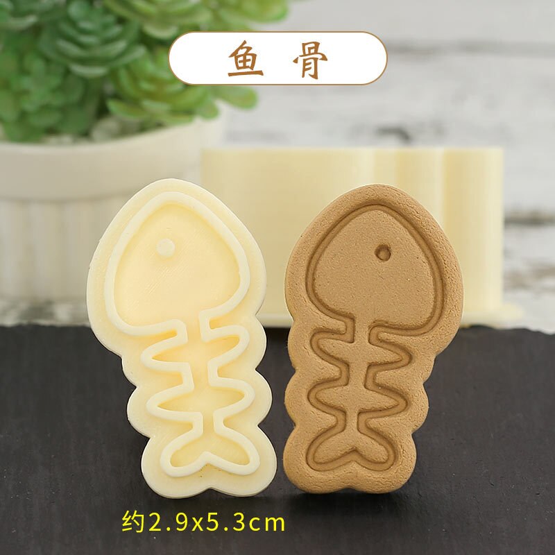 Huisdier Biscuit Mold Cartoon Kat Poot Hond Bone Kip Been Kleine Vis Zelfgemaakte Hond Snack Diy Bakvorm Pla Plastic cookie Cutter: Fish bone