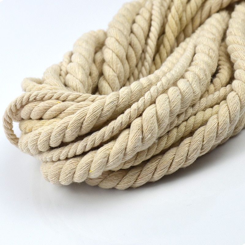 Corda bege 100% algodão de 10 m e 3 tubos, cordas grossas torcidas para artesanato têxtil, faça você mesmo, acessórios de decoração