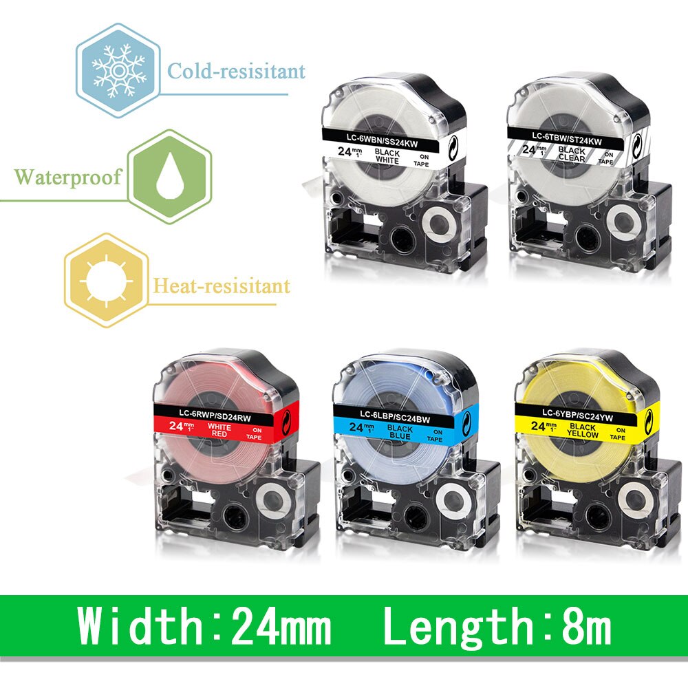 Compatibile per Epson 24mm nastro SC24RW LC6RBP etichettatrice nastro nero su rosso per Epson King Jim stampante LW-700 LW-900P LW-Z710