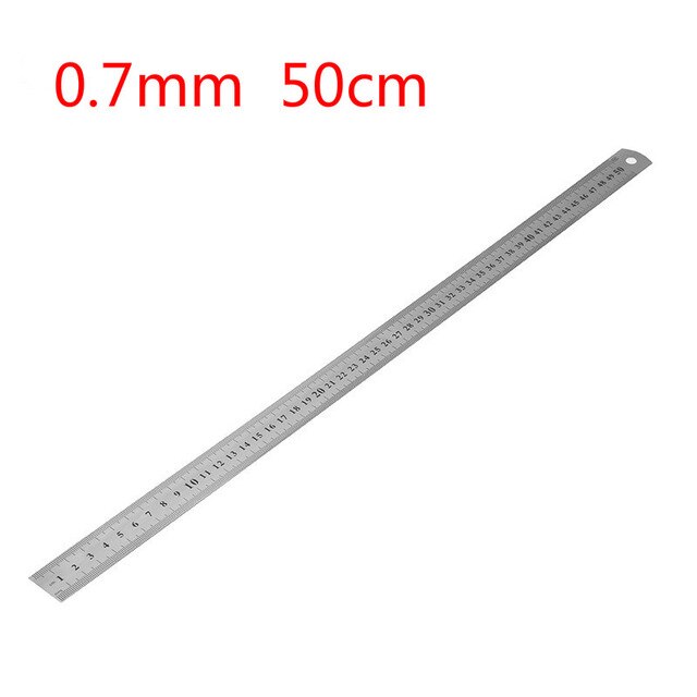 1 Uds 50/30/20cm/15cm escala a doble cara herramienta de medir recta de acero inoxidable, regla suministros de oficina escolar 0,5mm/0,7mm