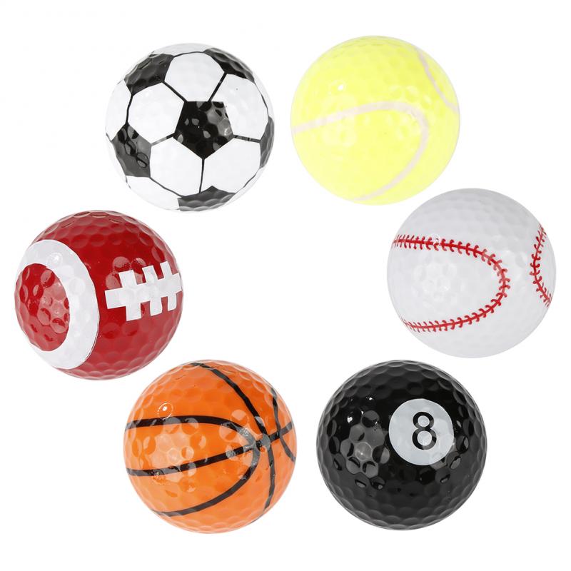 6Pcs/Set Portable Rubber Golf Balls Indoor Outdoor Practice Training Aids Tool Balls Novelty Golf Accessories Sports Equipment