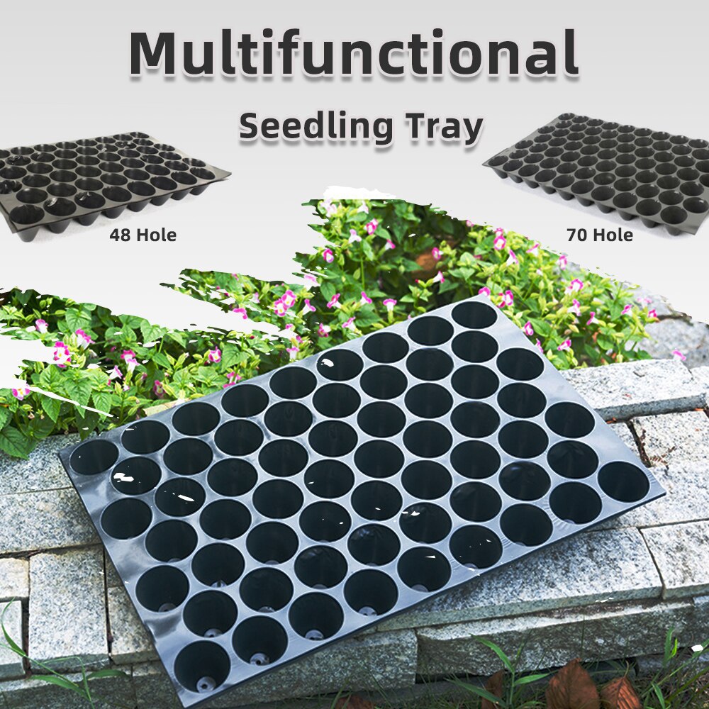 Bandeja de plástico para plantas de vivero, caja de cultivo de 48 o 72 agujeros para plantas de jardín, flores, suministros para trasplantar frutas y verduras, herramientas