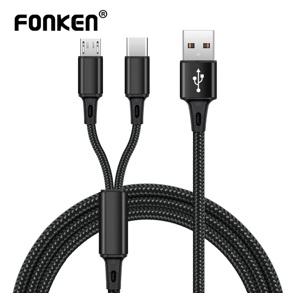 2 w 1 kabel mikro USB dwustronny USB typu C ładowarka nylon mikro kabel USB C ładowania dla powerbank robić telefonu komórkowego kable