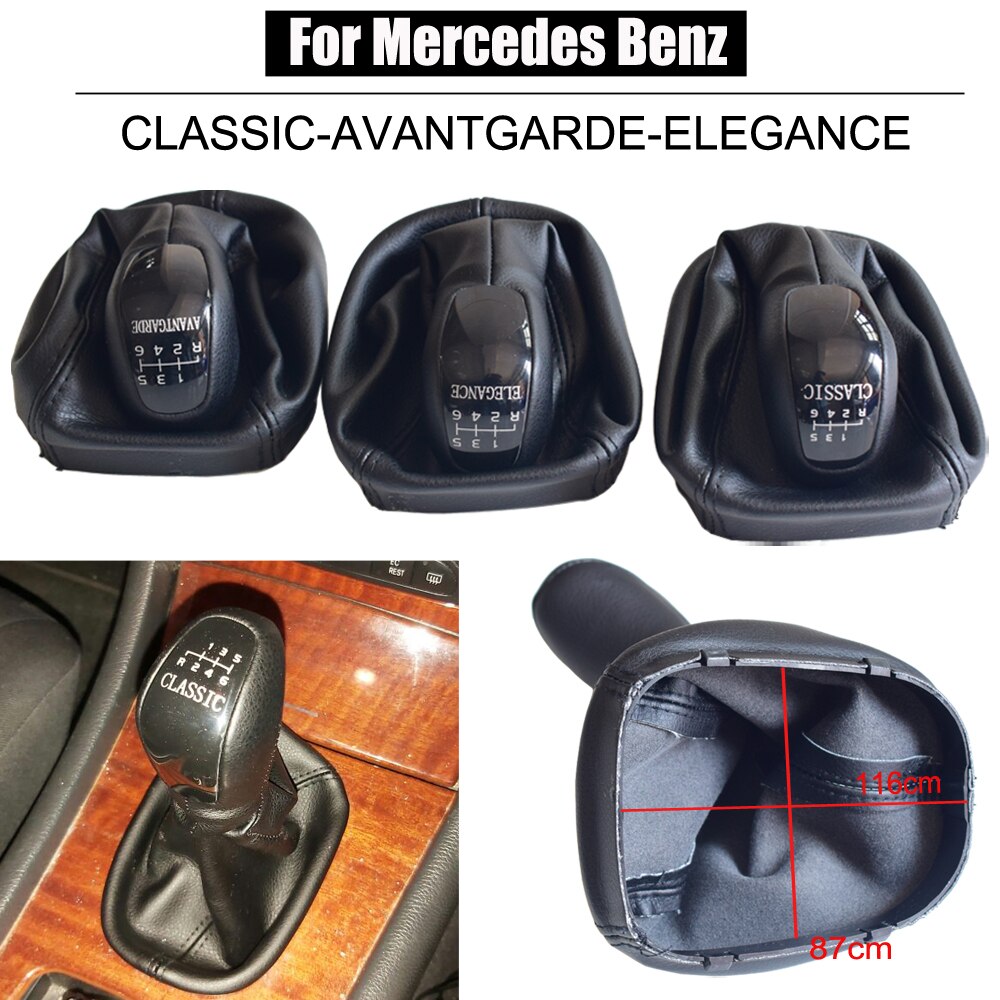 Palanca de cambios Manual para Mercedes Benz Clase C W203 S203, pomo de palanca de cambios de 5 y 6 velocidades, cubierta de bota de cuero, Gaitor, estilo de coche