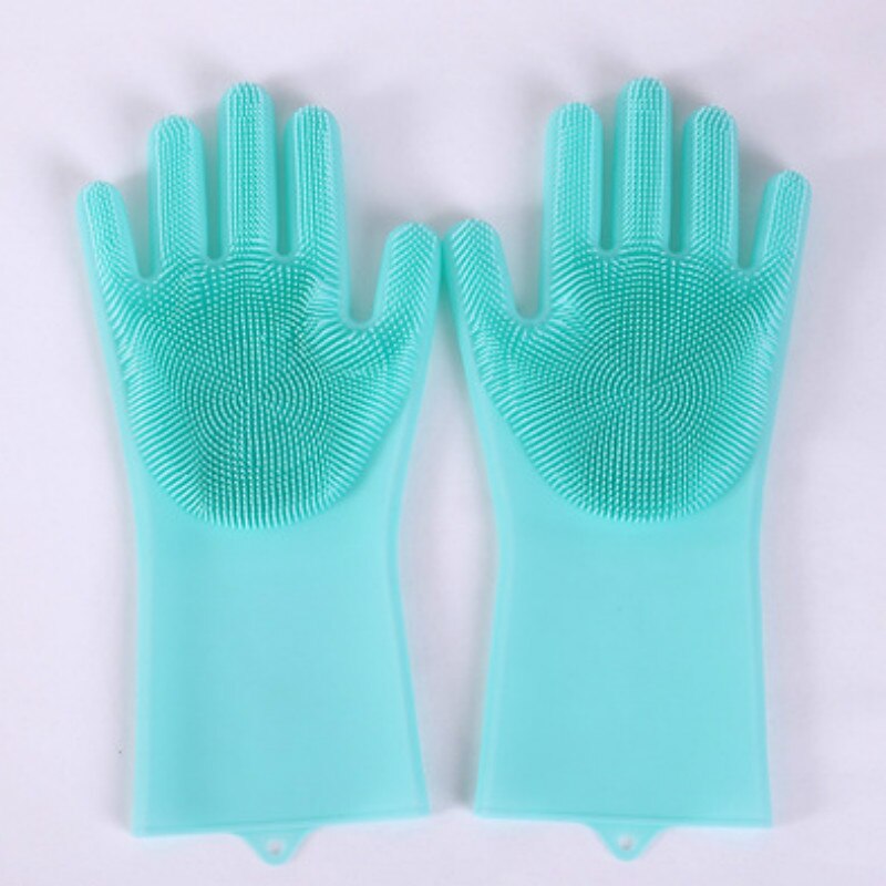 Guantes de goma para limpieza de lavavajillas, manoplas mágicas de silicona para lavar platos, estropajo para el hogar, cocina, herramienta de limpieza, 1 par: Green