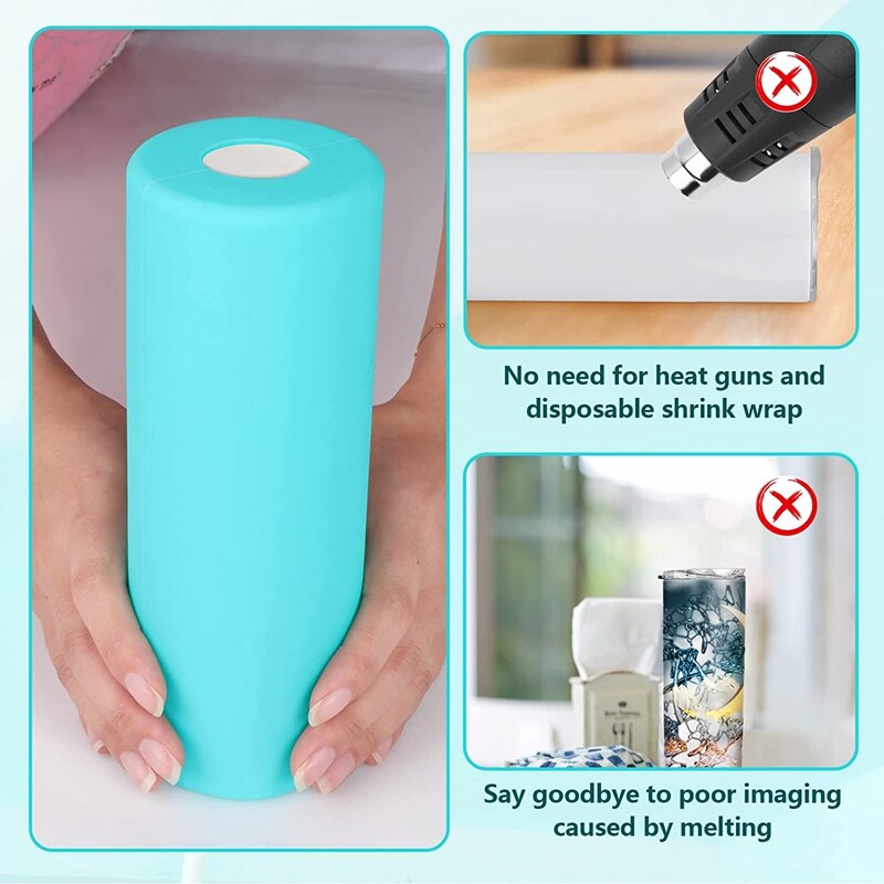Sublimation Tumblers Silicone Bands Sleeve Kit For 20 Oz Straight Blanks Cups With Heat Resistant Gloves, Transfer Tapes